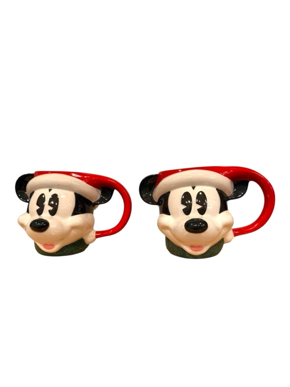 Mickey Mouse Holiday 2 Mugs Disney Santa Mickey Mouse excellent new condition